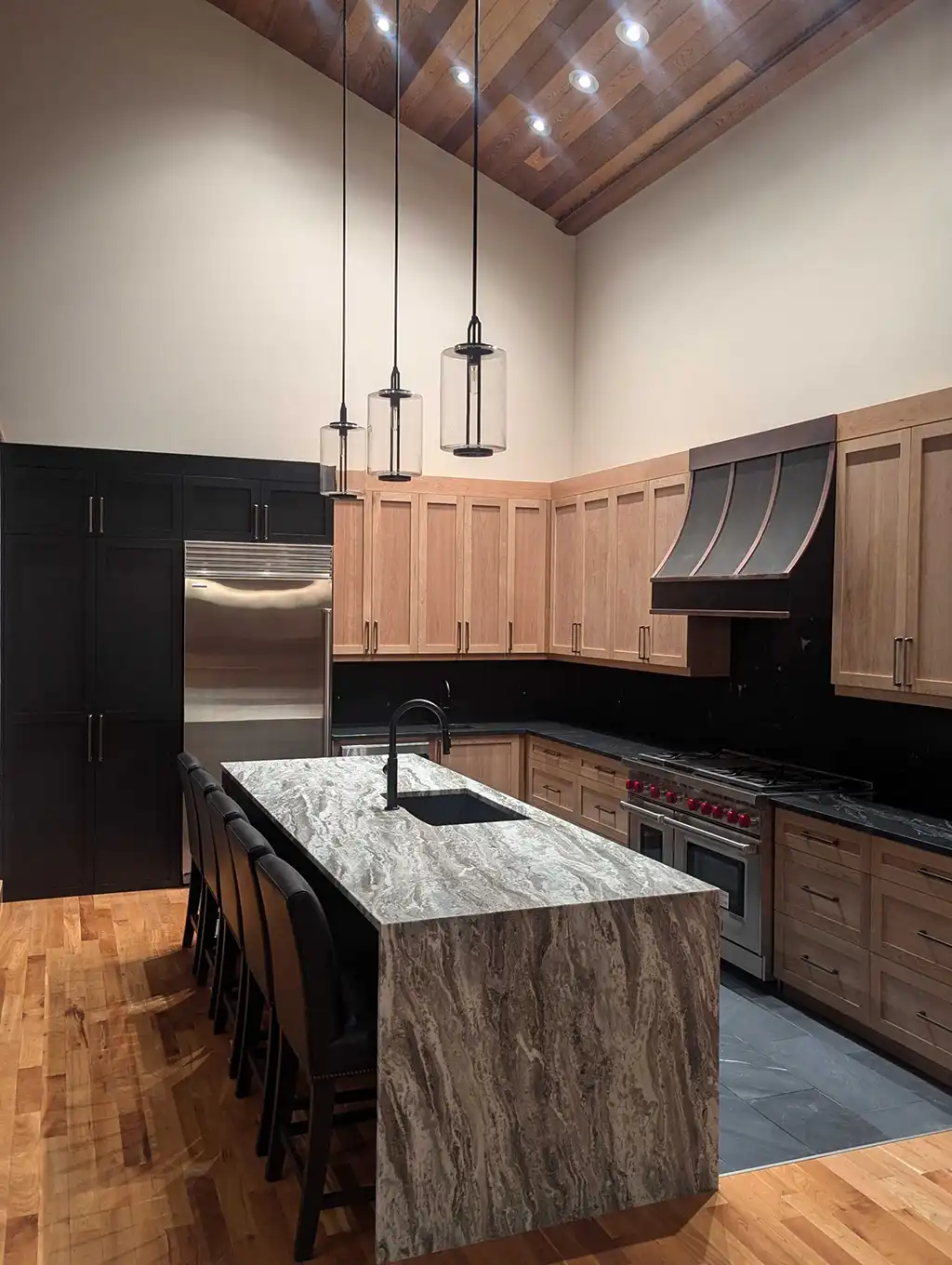 high ceiling kitchen by Vision Project Services