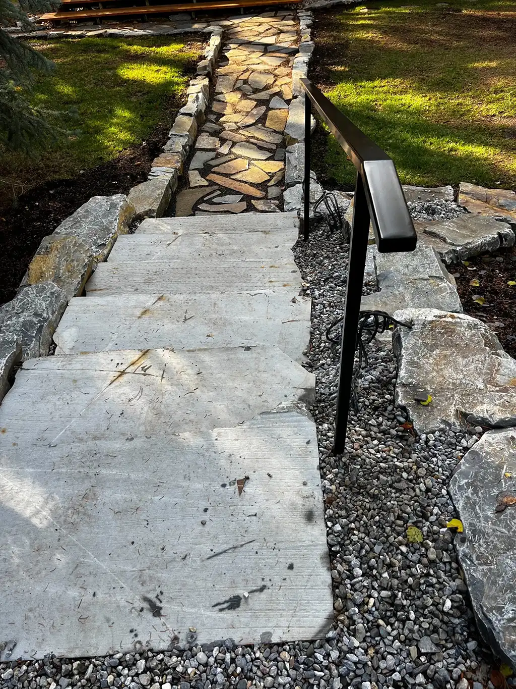custom stone walkway and stairs