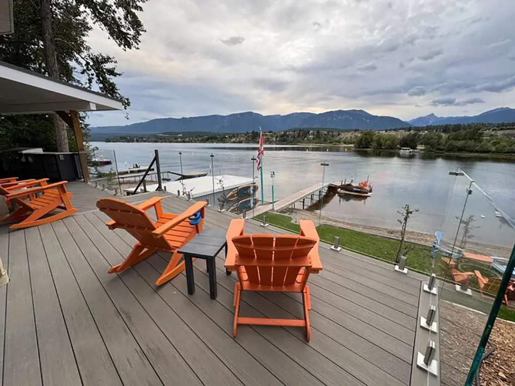 deck overlooking a lake