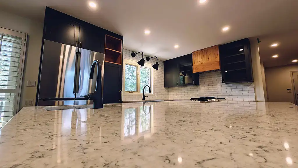 view of kitchen from island countertop