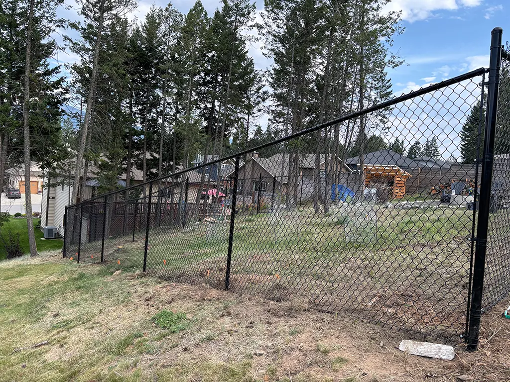 black chain link fence installation